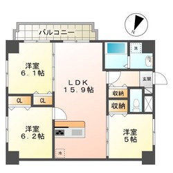 岩屋橋駅 徒歩9分 3階の物件間取画像